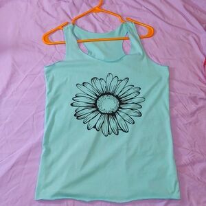 NWOT AQUA SUNFLOWER RACERBACK TANK TOP * SIZE S